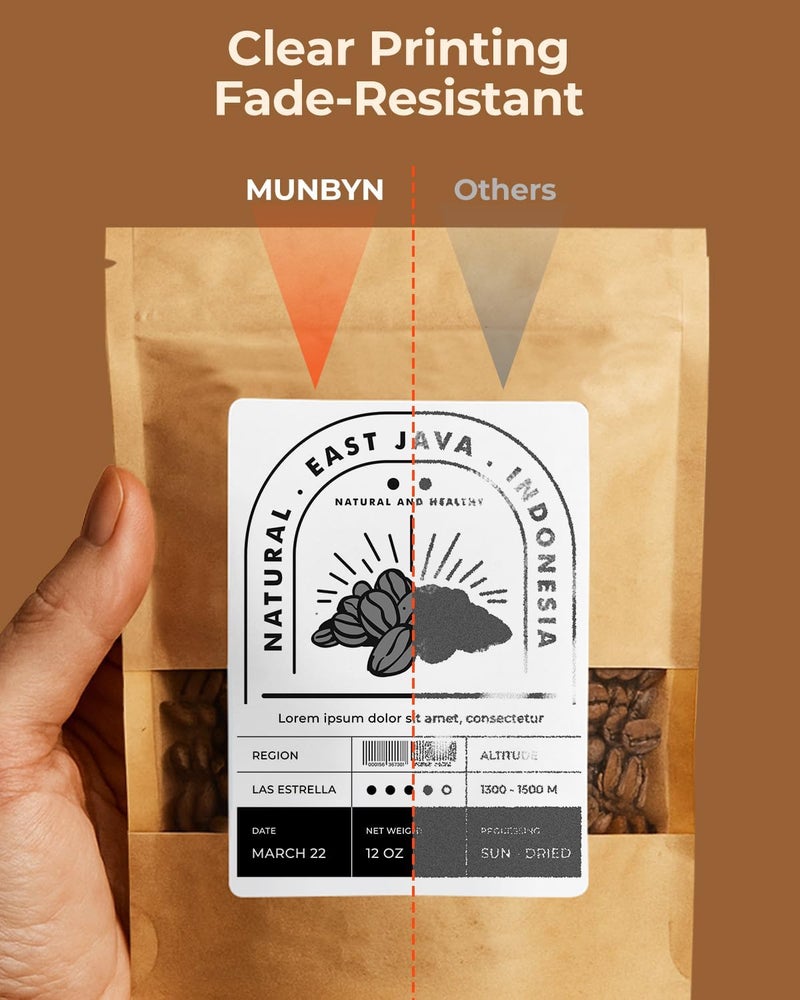 MUNBYN 4” X 3” Direct Thermal Labels, White Thermal Printer Stickers, Strong Adhesive, Labels Paper for Mailing, Barcode, 500 Sheets/1 Roll - Image 5